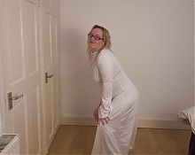Princess Leia Cosplay Dancing Striptease in Pvc Boots