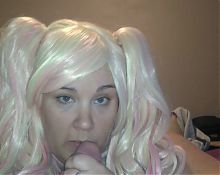 BBW Sucking Daddy Cock in Blonde Anime Wig