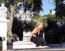 Amateur Blonde Mature Wife Enjoys Outdoor Stretching and Sex